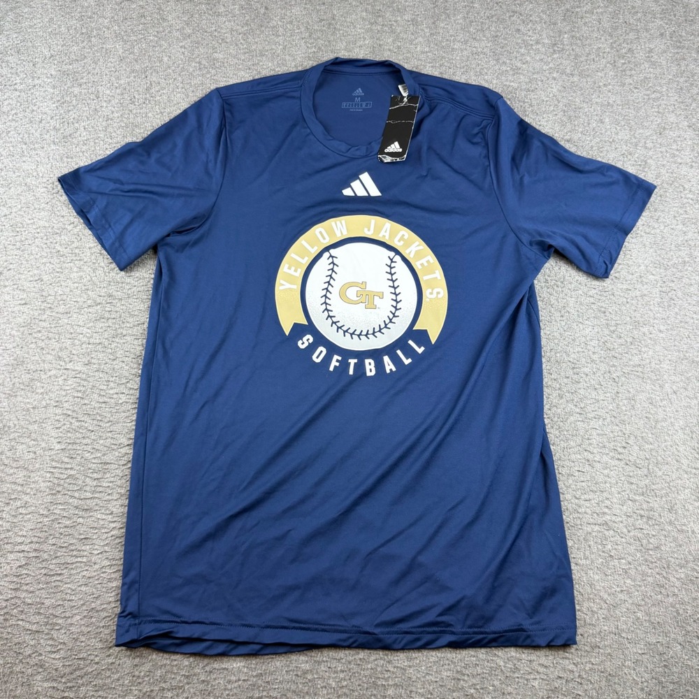 Adidas T-Shirt Men's Medium Blue Georgia Tech Yellow‎ Jackets Softball NWT